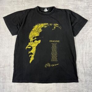 John Lennon Shirt Mens XL Black Vintage Y2K Imagine Lyrics Rock Band Beatles